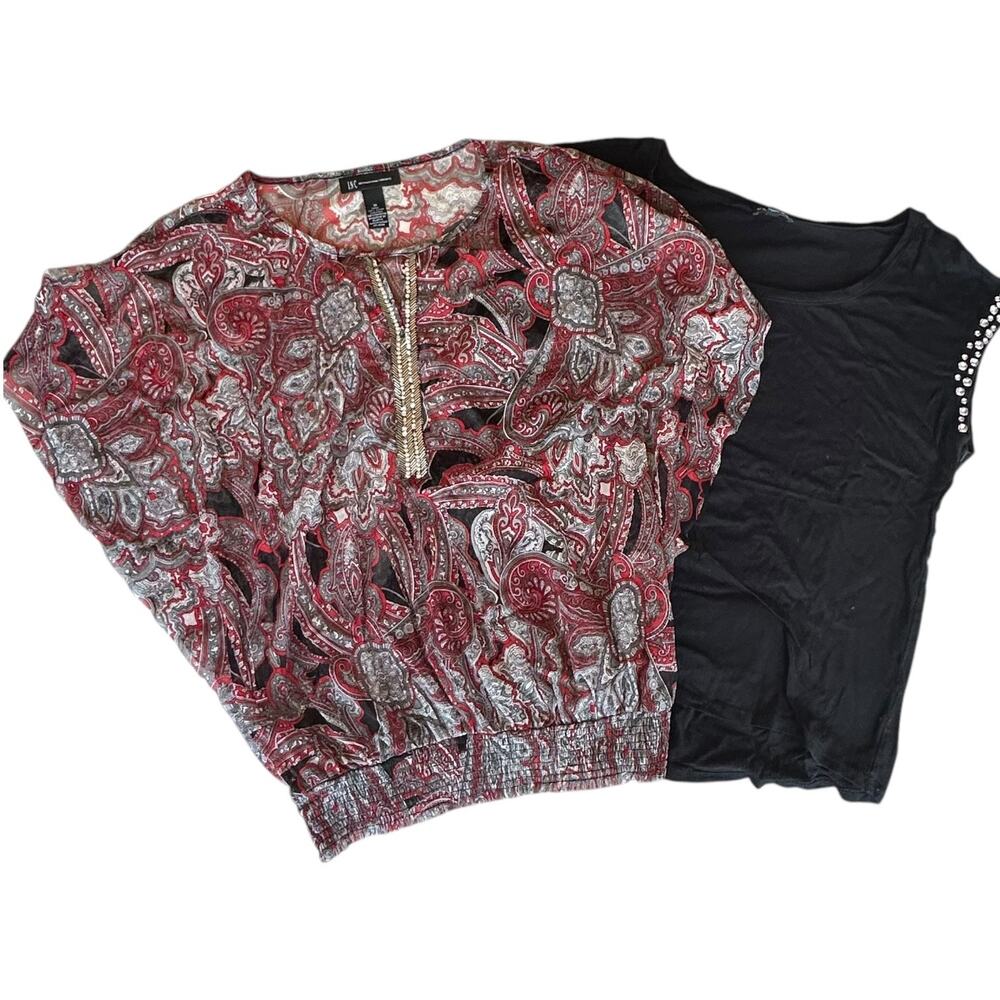 Womens Top Bundle Size Medium Lot of 2 Office Business Casual Summer Paisley